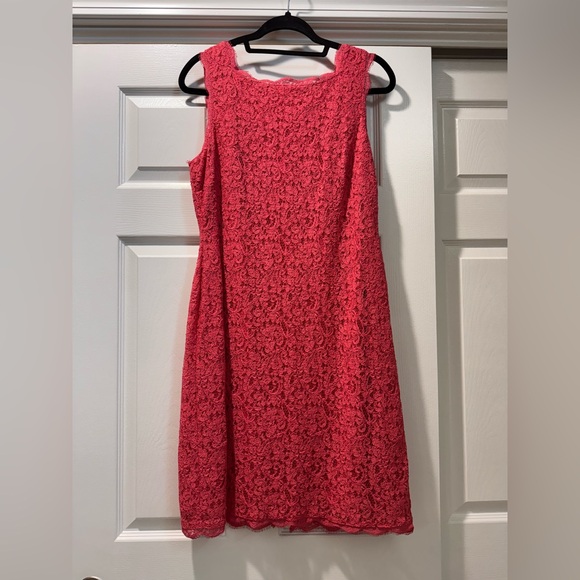 Adrianna Papell Coral Lace Mini Dress EUC zipper back 14 - Picture 1 of 8